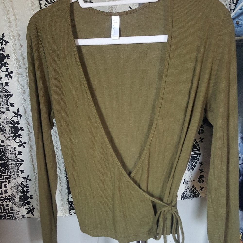 Cropped Long Sleeve wrap top